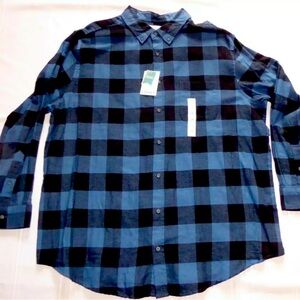 New Croft and Barrow blue and black extra soft flannel shirt 2XB NWT.